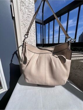 Coach Pebbled Leather Soho Hobo Bag in Cream